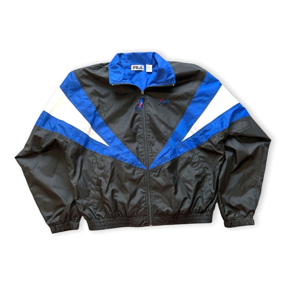 Vintage FILA Black and Blue Windbreaker Size Large